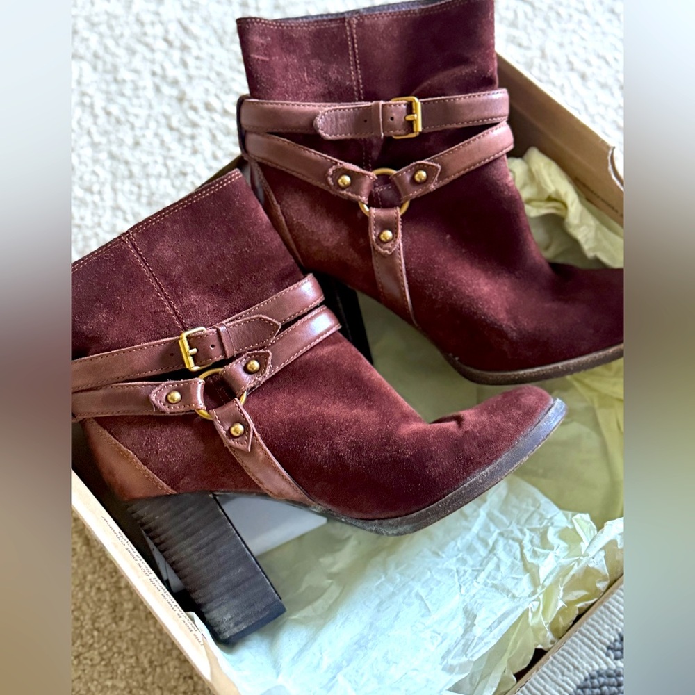 Ugg suede ankle boots with stacked heel
